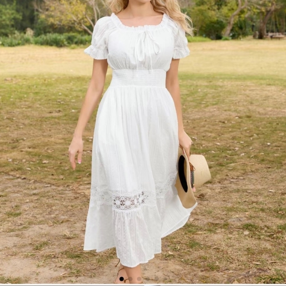 Scarlet Darkness Midi Peasant Dress